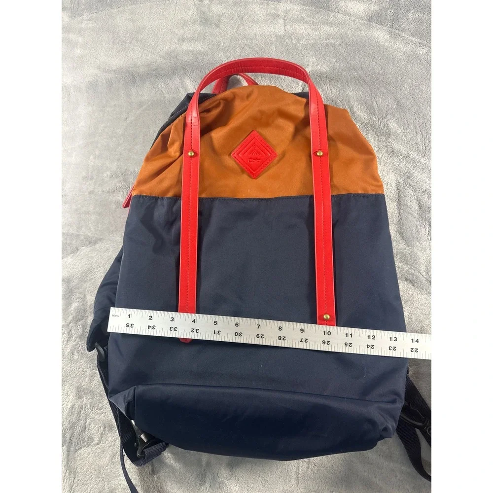 Epic Backpack Navy Blue Orange Colorblock Nylon Laptop Travel Bag Red Trim